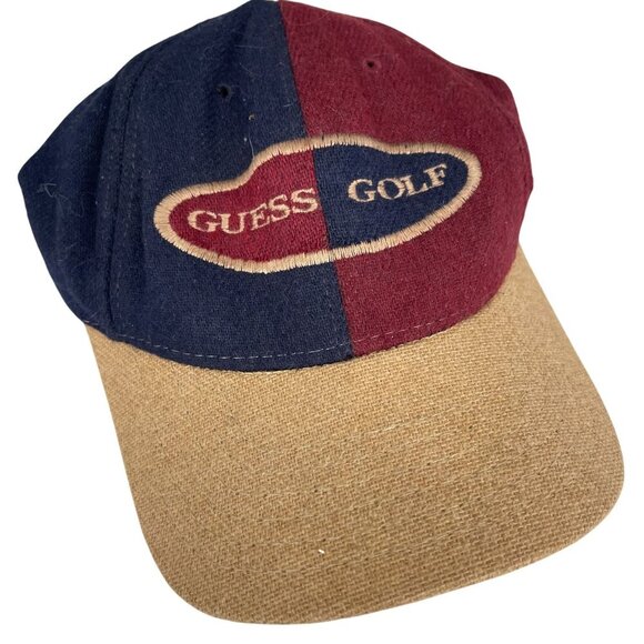 Vintage Guess Golf Colorblock Adjustable Strapback Baseball Cap Hat OS - Picture 2 of 5